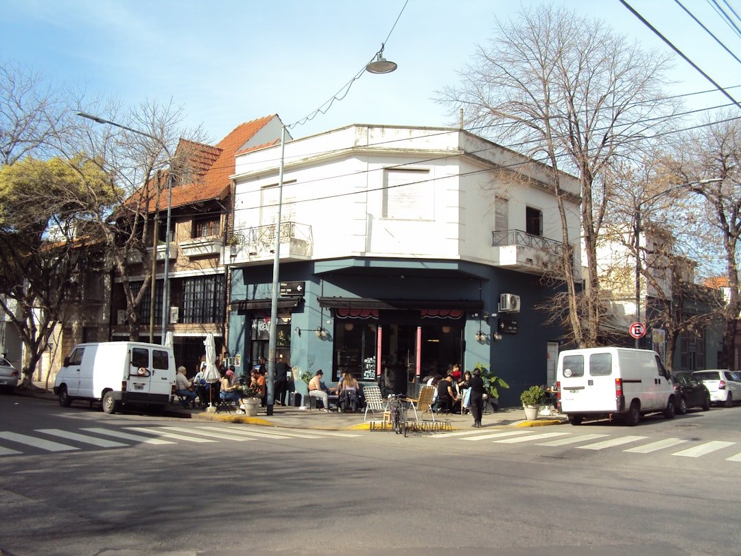 Classic cafe in Buenos Aires with marble tables and European architecture