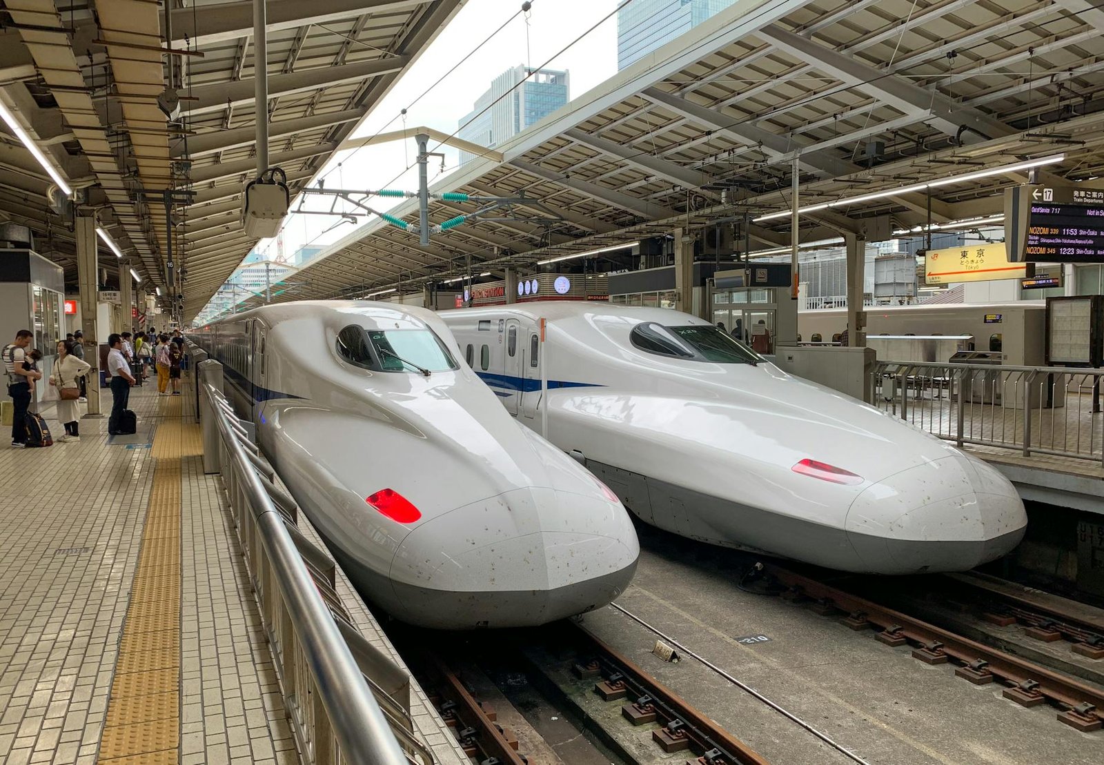 Shinkansen bullet trains at Tokyo Station - Japan public transit for expats